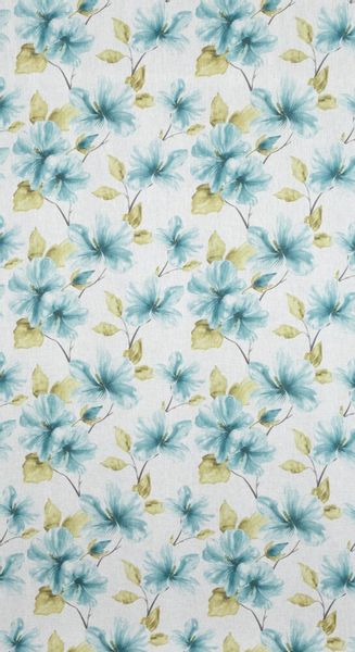 Firana gotowa na taśmie SOFIA 140x270 biała niebieska w kwiaty zdjęcie 14