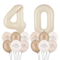 Zestaw balonów na 40 urodziny kremowy