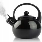 CZAJNIK tradycyjny EMALIOWANY CZARNY Z GWIZDKIEM STALOWY 2,2L INDUKCJA GAZ