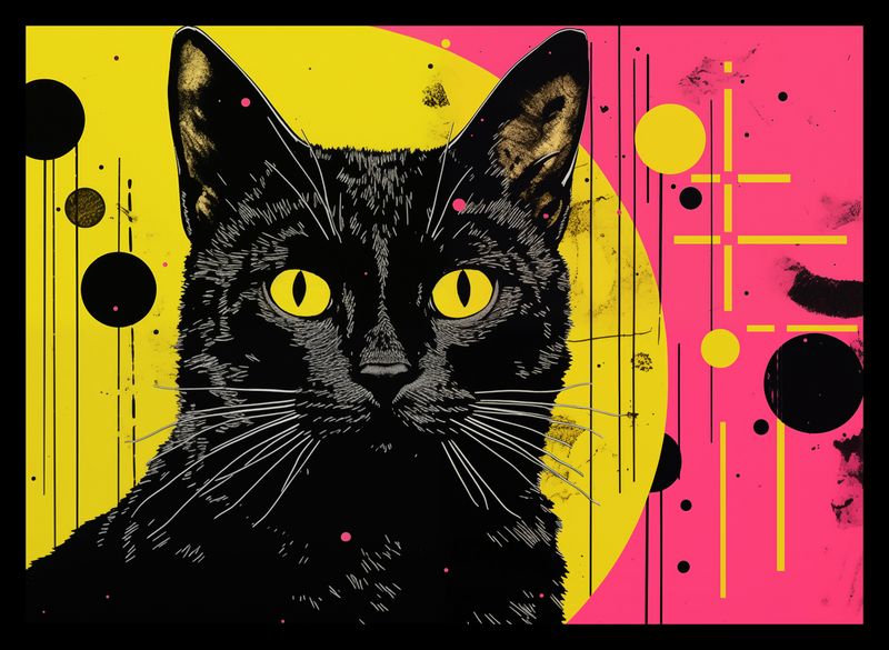 Plakat 35x25cm Neonowy Kocur zdjęcie 2