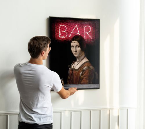 Plakat old wisky leonardo da vinci 50x70 cm w czarnej ramie na Arena.pl