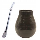Zestaw Yerba Mate matero ceramiczne + Bombilla z pierścieniem