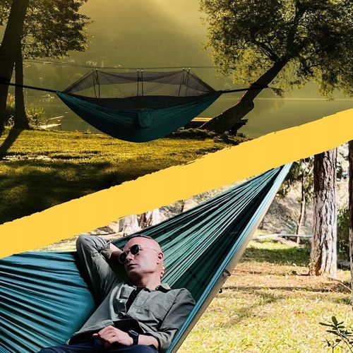 HAMAK KEMPINGOWY Z MOSKITIERĄ, HAMAK PODRÓŻNY DO UŻYTKU NA ZEWNĄTRZ, 270 CM na Arena.pl