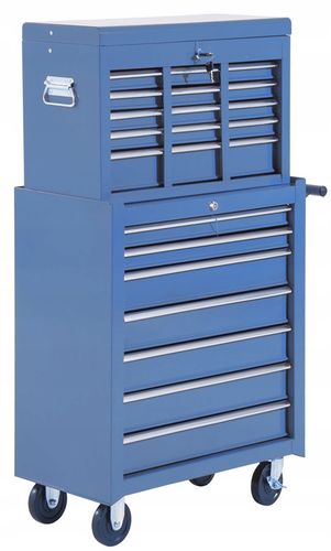 wózek narzędziowy 16 szuflad 61,5 x 33 x 113 cm - niebieski na Arena.pl
