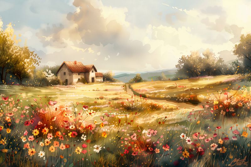 Plakat 60x40cm Sielski Domek zdjęcie 1