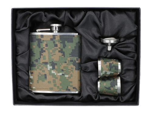 Zestaw Upominkowy Piersiówka z Dwoma Kieliszkami Obszyta Skórą na Prezent na Arena.pl