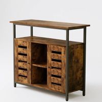 Kredens loft 90 cm brązowy z otwartymi półkami – komoda / szafka boczna