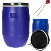 BECZKA PLASTIKOWA DO KISZENIA NA WODĘ ATEST 60L OBEJMA + SZCZYPCE GRATIS