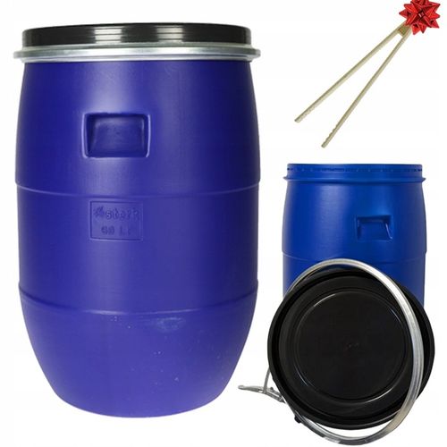 BECZKA PLASTIKOWA DO KISZENIA NA WODĘ ATEST 60L OBEJMA + SZCZYPCE na Arena.pl