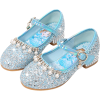 Buty na Obcasie dla Dziewczynki Księżniczka Cekiny Kryształki Niebieskie