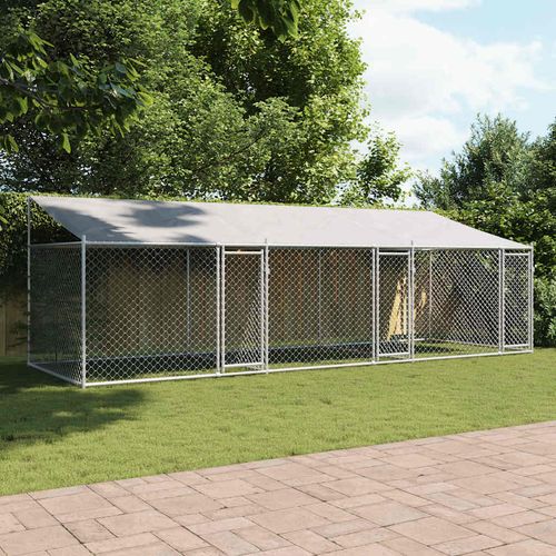 Klatka dla psa, z dachem i drzwiami, szara, 6x2x2 m, stal na Arena.pl