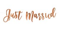 Baner Just Married różowe złoto 20x77cm ślub wesele