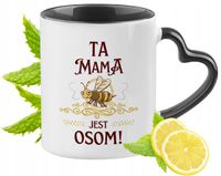 Dla Mamy Kubek Czarny Z Uszkiem W Kształcie Serca Na Prezent Z Nadrukiem