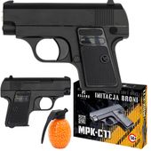 Pistolet metalowy na kulki plastikowe 6mm ASG imitacja MPK-C11  + 800 kulek