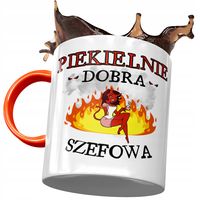 Kubek Pomarańczowy Dla Szefowej Piekielnie Dobra Z Nadrukiem Ze Zdjęciem