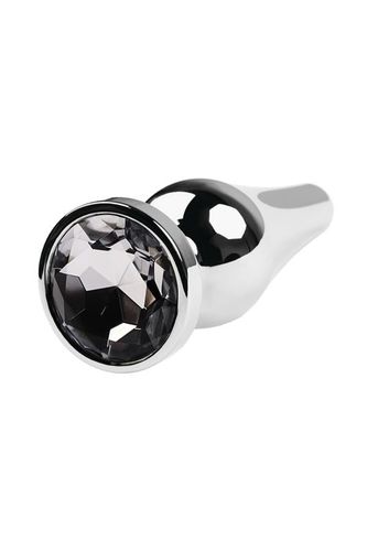 Silver Anal Plug Toyfa Metal With White Round-Shaped Gem, Length 9 Cm, na Arena.pl