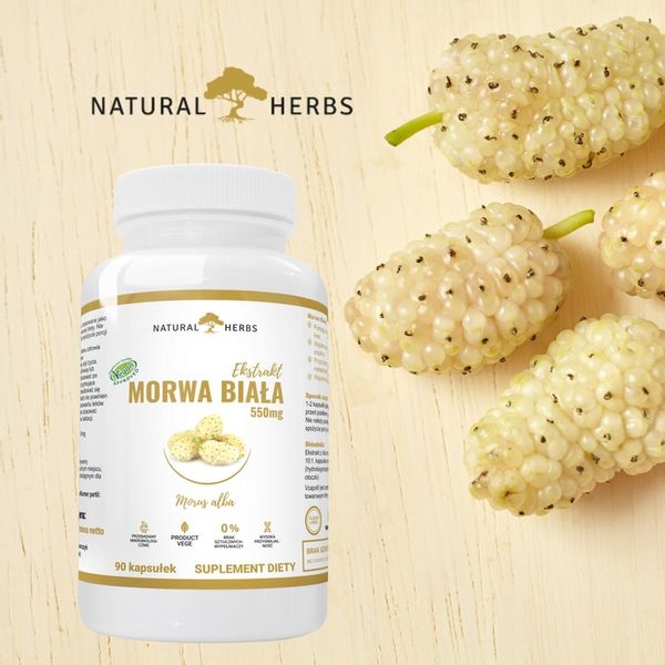 Morwa Biała Ekstrakt 550mg 10:1 Niski cukier 90kap zdjęcie 2