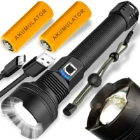 MOCNA LATARKA TAKTYCZNA LED AKUMULATOROWA SZPERACZ REFLEKTOR ZOOM WOJSKOWA