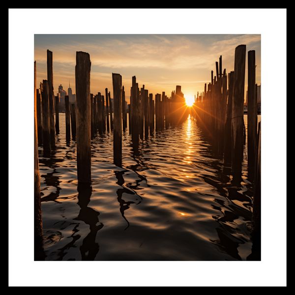 Plakat 40x40cm Zachód Słońca przy Palach zdjęcie 3