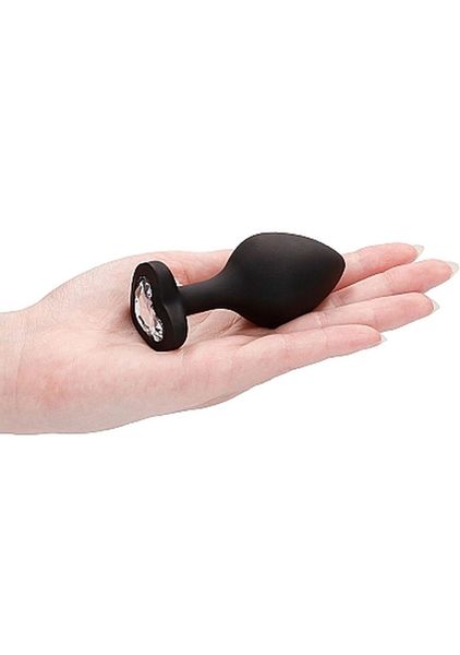 Diamond Heart Butt Plug - Large - Black zdjęcie 9