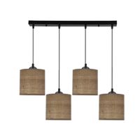 Legno lampa wisząca czarny 15 4x40W E27 abażur orzechowy