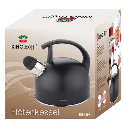 czajnik 1,5l z gwizdkiem kinghoff kh-1897 czarny mat na Arena.pl