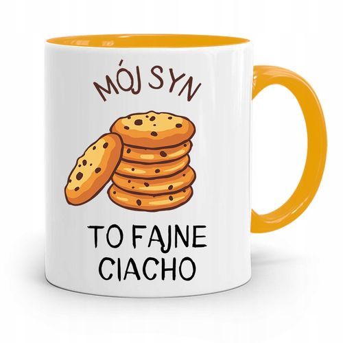 Kubek Żółty Prezent Dla Syna Mój Syn Fajne Ciacho Z Nadrukiem Ze Zdjęciem na Arena.pl