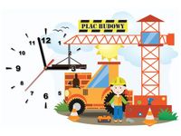 60CM 40CM ZEGAR OBRAZ MAŁY BUDOWNICZY TRAKTOR DRUK PŁÓTNO RAMA