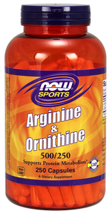 Arginina + Ornityna 250kaps Nowfoods