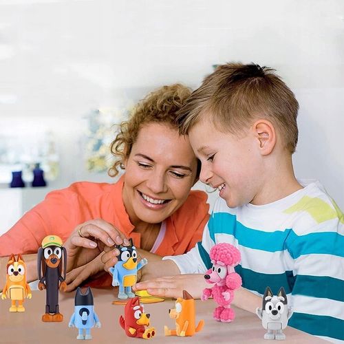 FIGURKI BLUEY Z RODZINĄ BLUE CAŁY ZESTAW 8 SZTUK BLUEY & FAMILY na Arena.pl