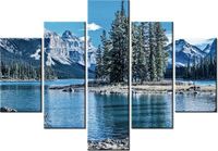 70 100CM OBRAZ 5 ELEM JEZIORO MALIGNE ZIMĄ DRUK PŁÓTNO