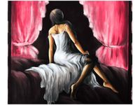 60X50CM PIĘKNA DZIEWCZYNA CZERWIENI OBRAZ ŚCIAN DREWNIANE