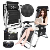 LEŻAK OGRODOWY PLAŻOWY SKŁADANY + STOLIK Wygodny na Taras do Ogrodu Premium