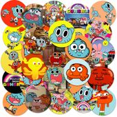 NAKLEJKI NA ZESZYT NALEPKA Z POSTACIAMI KÓŁKO GUMBALL WZORY 23EL