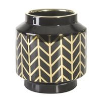Wazon dekoracyjny z dolomitu ze złotym wzorem EMERA 18x19 czarny x2