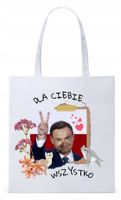 Prezydent Andrzej Duda Torba Eco Biała Shopper Z Nadrukiem Ze Zdjęciem