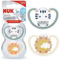 NUK Smoczek uspokajający ortodontyczny space ZEBRA 2 sztuki 6-18 miesięcy