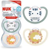 NUK Smoczek uspokajający ortodontyczny space ZEBRA 2 sztuki 6-18 miesięcy