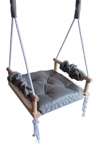 Huśtawka BIAŁA siedzisko dzieci szara DOM OGRÓD zdjęcie 2