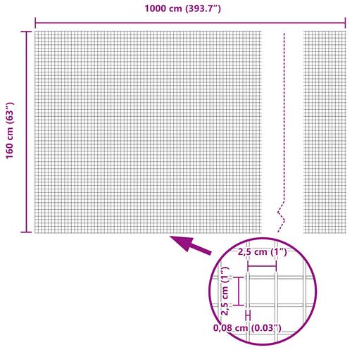 Spawana siatka ogrodzeniowa Srebrny 1.6 x 10 m Stal na Arena.pl