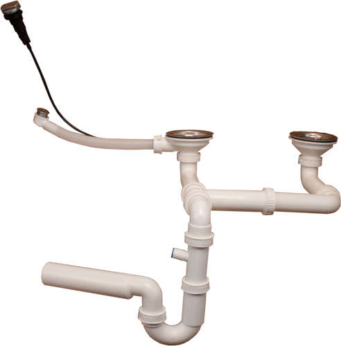 Syfon przyścienny podwójny do zlewu granitowego z korkiem automatycznym na Arena.pl