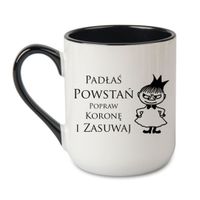 KUBEK „PADŁAŚ? POWSTAŃ, POPRAW KORONĘ I ZASUWAJ” Wzór - Elegant Coffee Czarny 330 ml