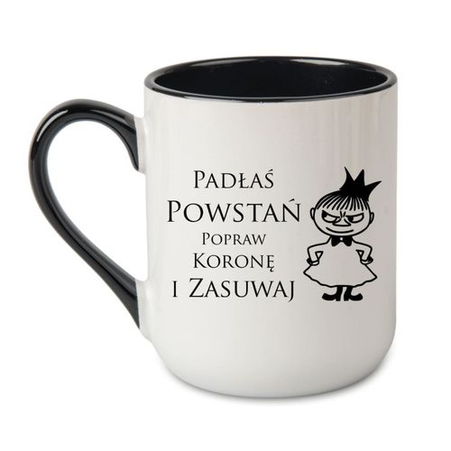 KUBEK „PADŁAŚ? POWSTAŃ, POPRAW KORONĘ I ZASUWAJ” Wzór - Elegant Coffee Czarny 330 ml na Arena.pl