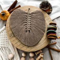 Liść boho | piórko makrama dekoracja na ścianę | beżowy