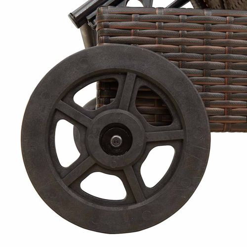 Leżak na kółkach, z poduszką, brązowy, polirattan na Arena.pl