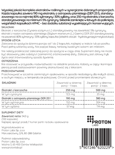 Proton Labs Ostropest + Karczoch 100 kaps. na Arena.pl