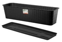 Skrzynka balkonowa doniczka prostokątna podłużna z podstawką 60 cm antracyt