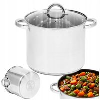 GARNEK ZE STALI NIERDZEWNEJ 12L WYSOKI DUŻY NA INDUKCJE GAZ TRADYCYJNY 28CM