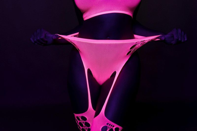 Two Piece With Crop Top And Stockings - Pink - Xs/Xl zdjęcie 11