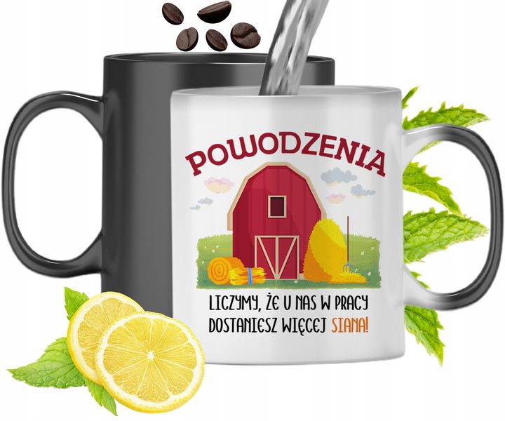 Kubek Magiczny Powitanie W Pracy Zmieniający Kolor Z Nadrukiem Ze Zdjęciem zdjęcie 1